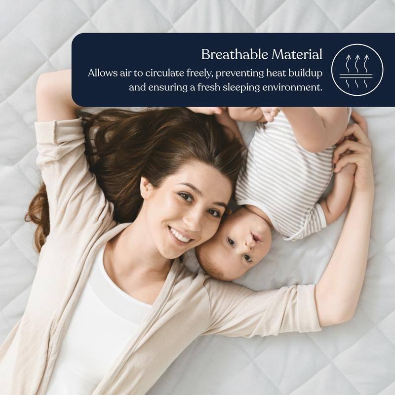 Delara 100% Organic Cotton Quilted Mattress Protector, GOTS Certified, Breathable, Ultra Soft 400 TC Long-Staple Cotton, White