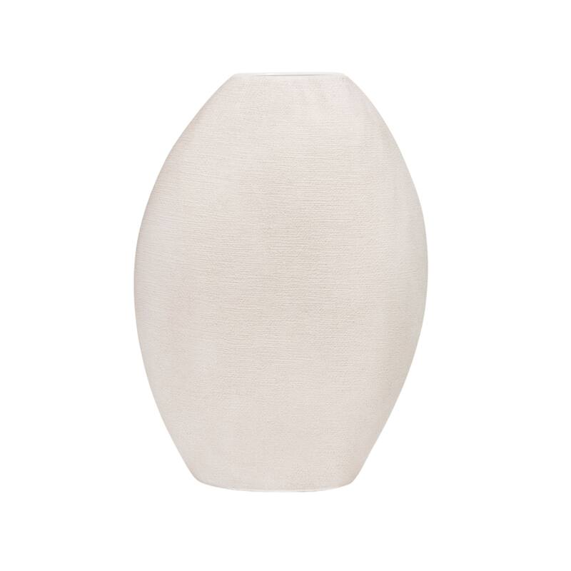 Aria Home Rotund White Textured Polyresin Vase for Modern Decor - Beige