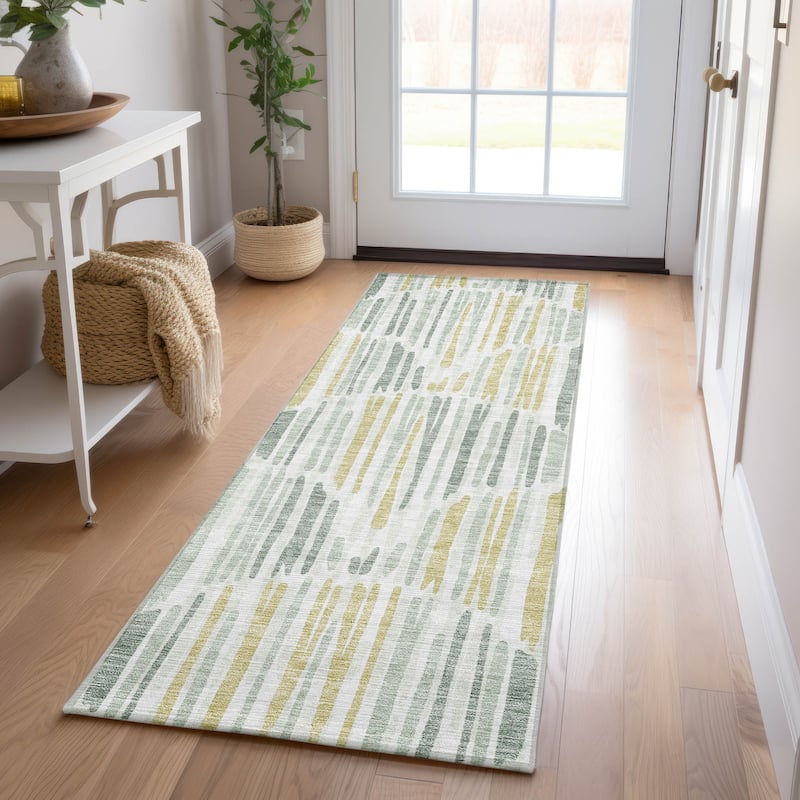 Machine Washable Indoor/ Outdoor Chantille Abstract Watercolor Rug