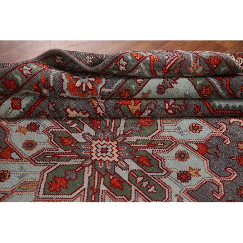 Animal Pictorial Heriz Serapi Oriental Area Rug Handmade Wool Carpet - 7'10" x 9'8"