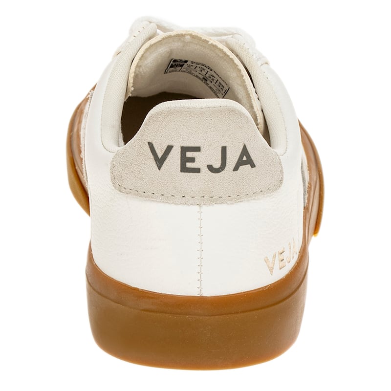 Veja Women's Campo Leather Sneakers in White with Natural Rubber