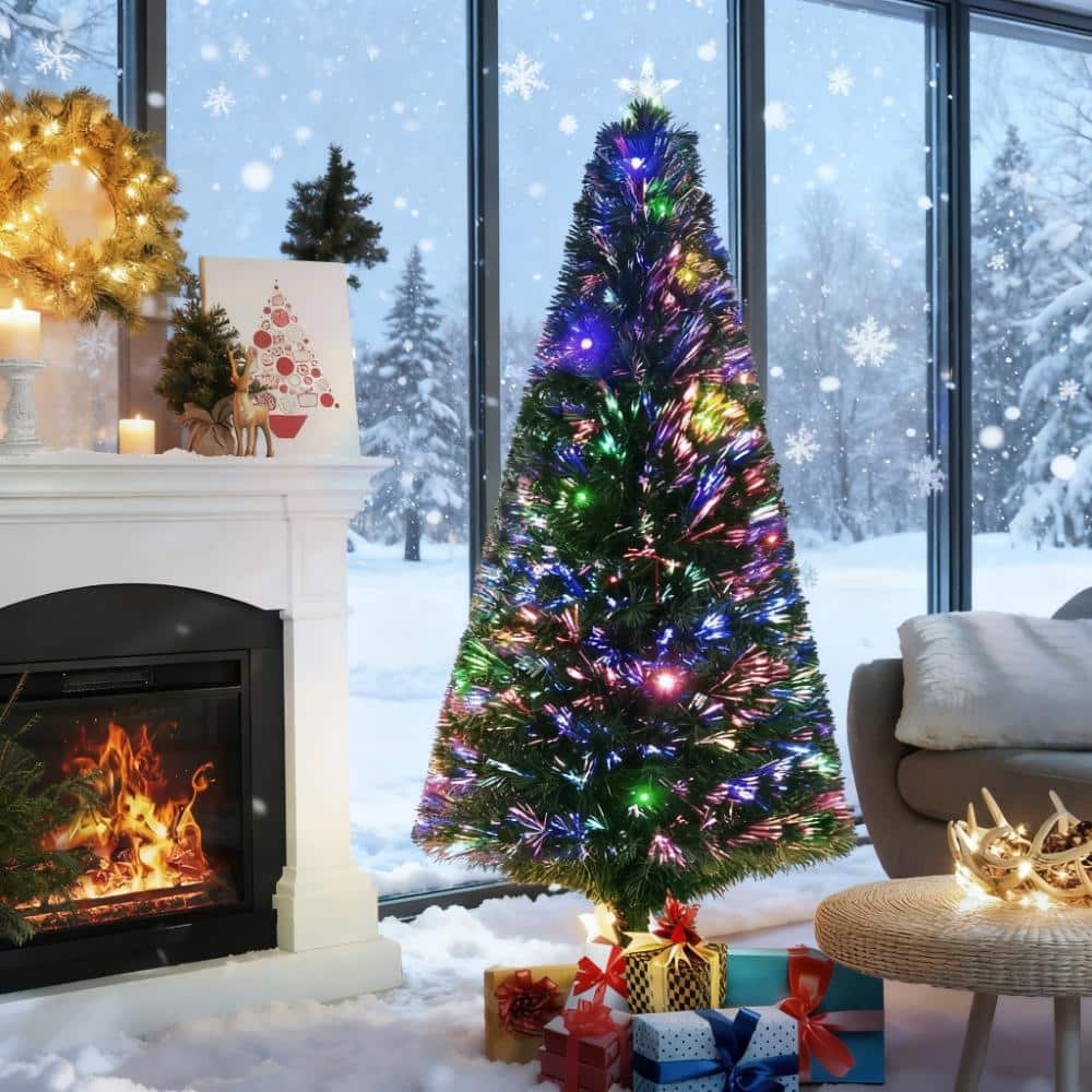 6' Tall Douglas Fir Pre-Lit Artificial Christmas Tree with Realistic Branches - Green