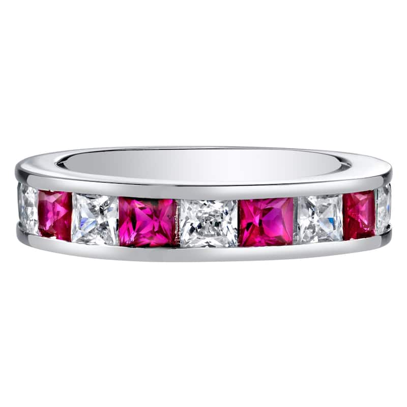 Sterling Silver 1 ct Created Ruby Birthstone Ring