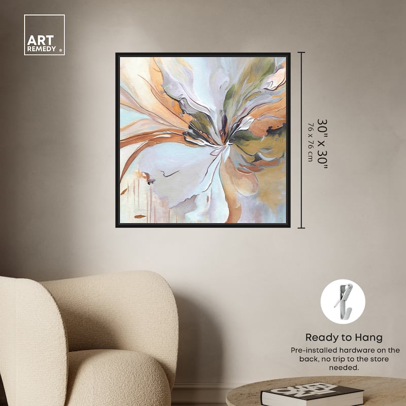 Art Remedy Golden Aesthetic Framed Boho Abstract 1 Piece Canvas Wall Art
