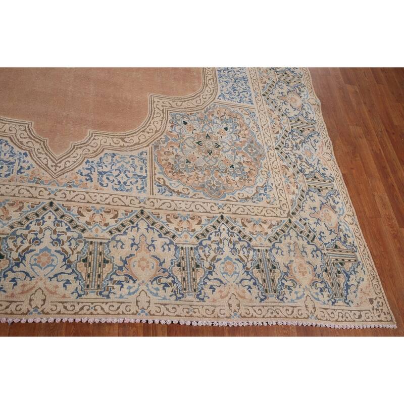 Kerman Vintage Persian Area Rug Handmade Wool Carpet - 9'5" x 12'11"