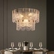 preview thumbnail 1 of 14, 20 in. Gold Modern Glass Chandelier 5-Light Glam Dimmable Pendant Light Fixture for Dining Room 23.6inch