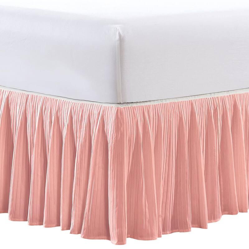 Serenta Pleated Bedskirt 18" Drop - 32 Color Options - Twin - Pink