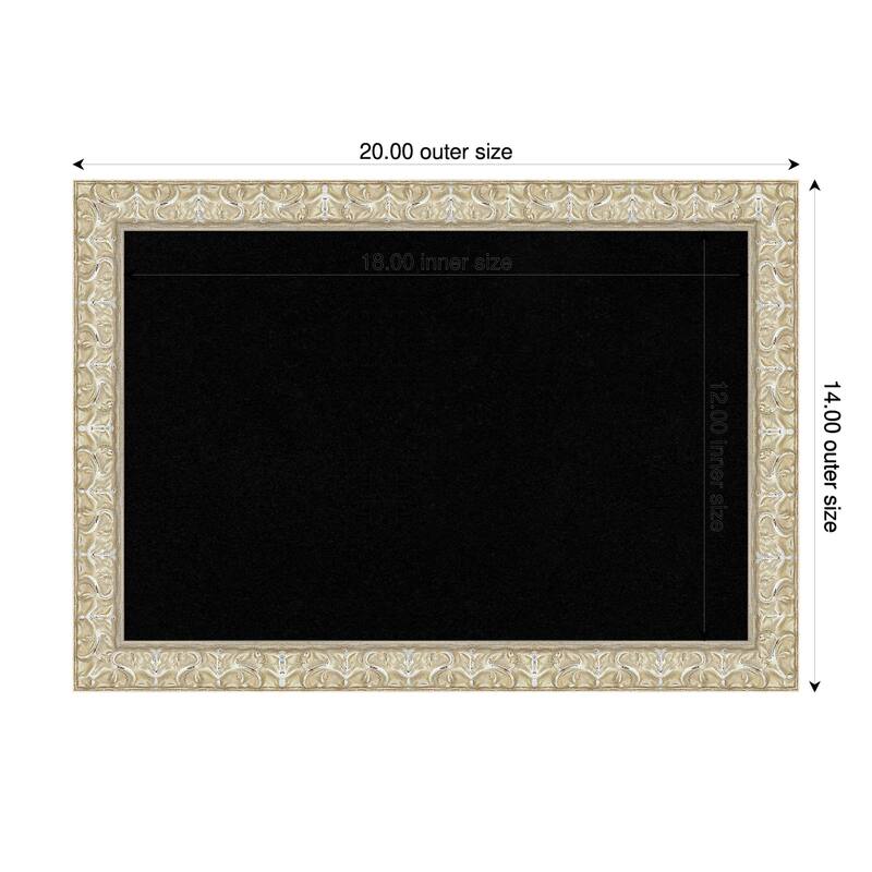 Lila Silver Wood Framed Cork Board - Bulletin Board, Organization Board, Pin Board - Black - 20 x 14 in