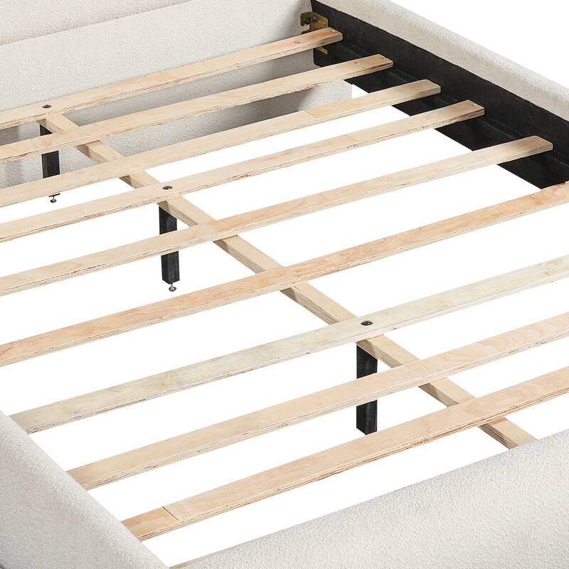 Christopher Knight Home - Modern Boucle Upholstered Platform Bed with Thick Headboard and Solid Wood Legs