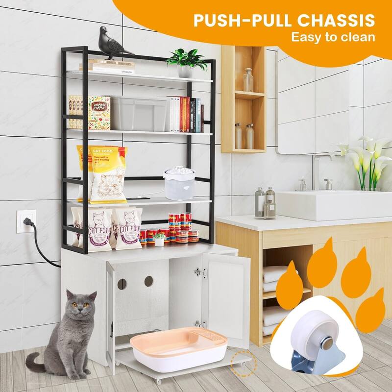 Cat Litter Box Enclosure Push-Pull Chassis