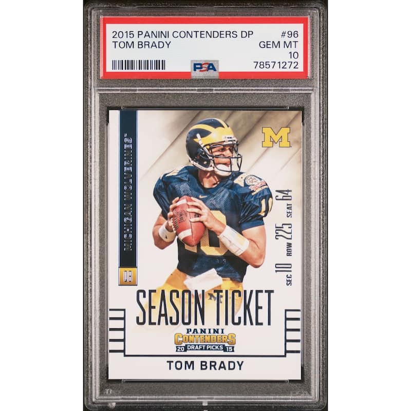 Tom Brady 2015 Panini Contenders Draft Picks Football Card #96 Graded PSA 10 - 8'6" x 11'6"