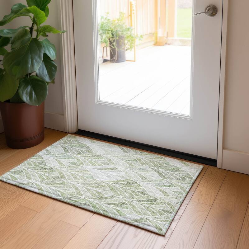 Machine Washable Indoor/ Outdoor Chantille Modern Mosaic Rug