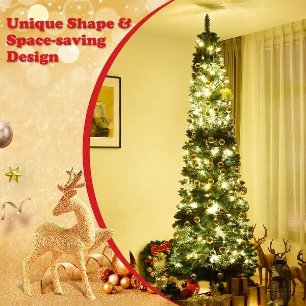 Shop Gymax 8ft Pvc Artificial Pencil Christmas Tree Slim W Stand