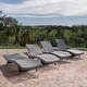 preview thumbnail 10 of 9, Outdoor Wicker Lounge Chairs (Set of 4) by Christopher Knight Home Grey