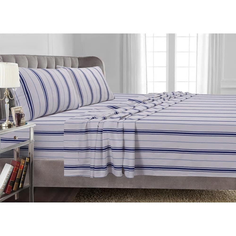Flannel 170-GSM Printed Extra Deep Pocket Bed Sheet Set