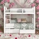 preview thumbnail 19 of 56, Multifunction Twin over Twin Wood Bunk Bed With Two Drawers and Solid Wood White