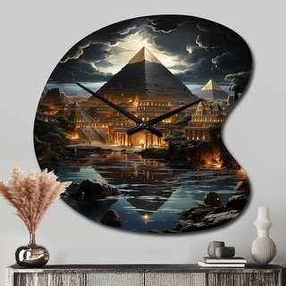 Designart - Pyramid Ancient Echoes I - Egypt Large Wall Clock in ...