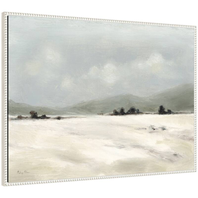 Kate and Laurel Sylvie Beaded December Mist Framed Canvas by Mackenzie Nelson - White