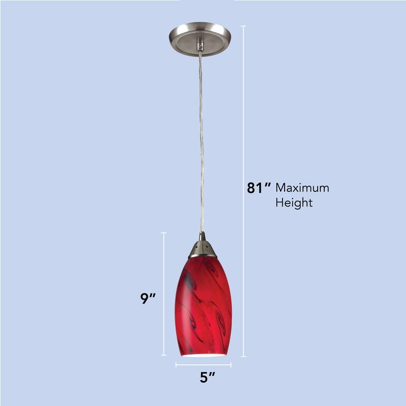 Galaxy 5-inch Wide 1-Light Pendant in Satin Nickel - 5in W x 5in D x 9in H