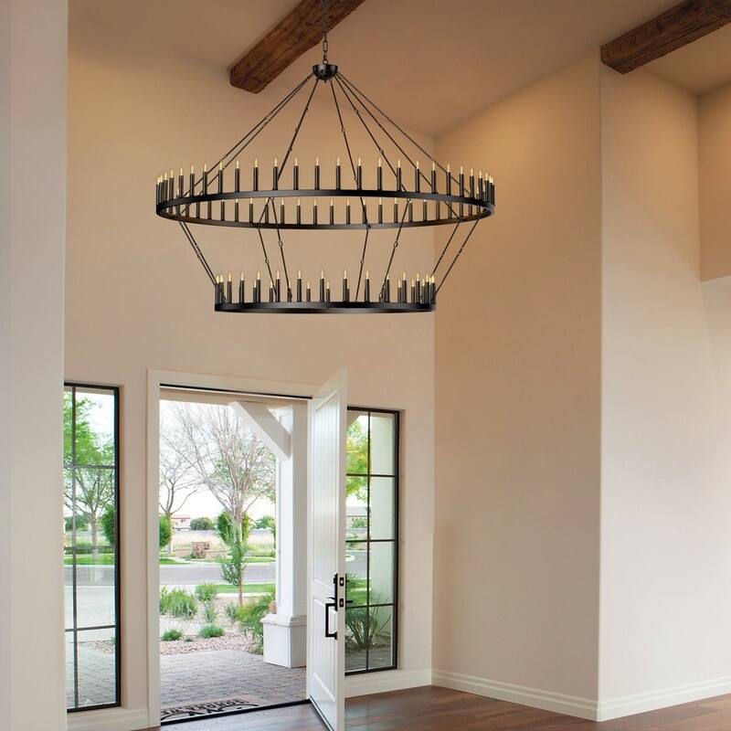 2 Tier Wagon Wheel Chandelier Large Farmhouse Rustic Round Chandeliers