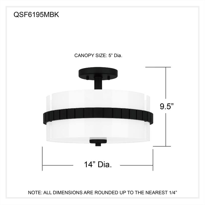 Baud 2-Light Matte Black Semi-Flush Mount Light
