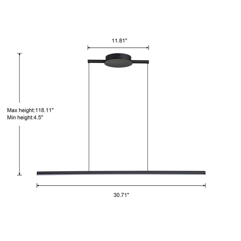 Minimalist Modern Linear Pendant Light Dimmable Integrated LED Chandelier Kitchen Island