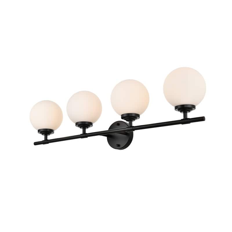 Ash 1 Light Black and Frosted White Bath Sconce