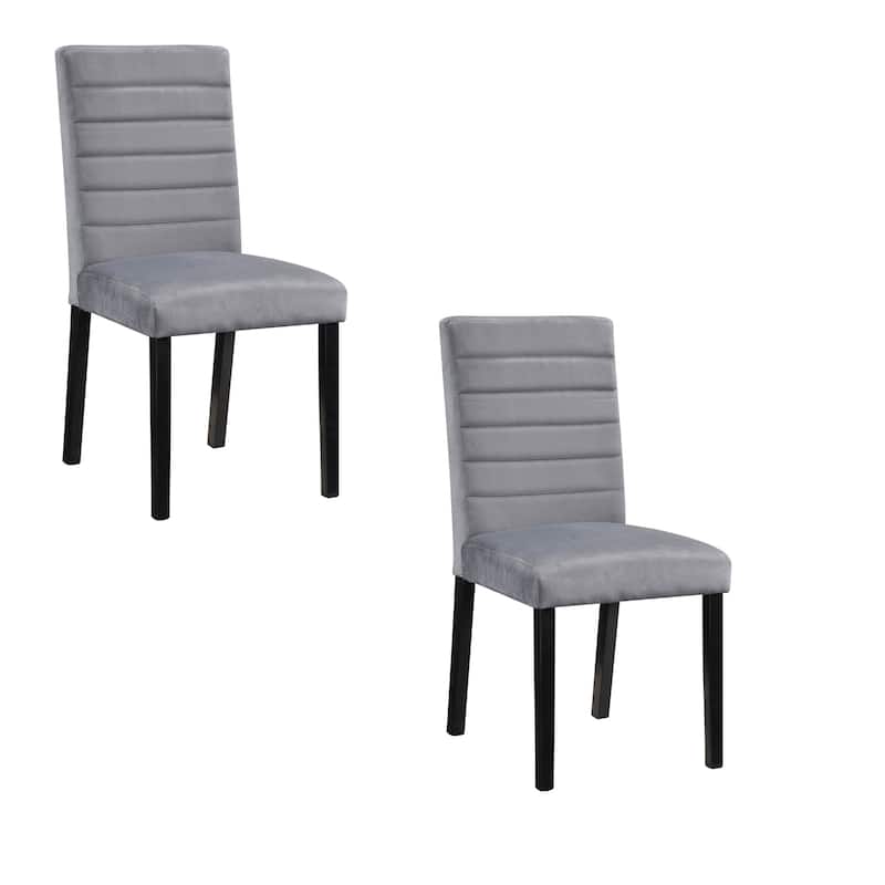 Black/Gray Velvet Upholstered Wood Frame Dining Chair, Set of 2, Sturdy Dining Chair for Dining Rooms - 15.5