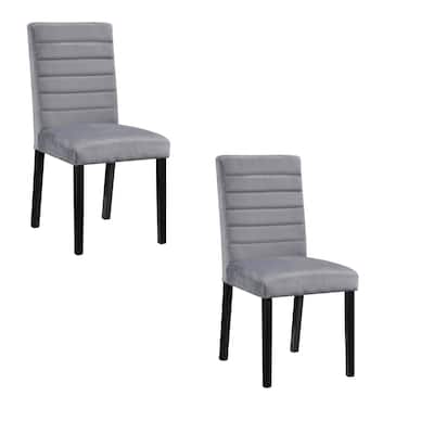 Black/Gray Velvet Upholstered Wood Frame Dining Chair, Set of 2, Sturdy Dining Chair for Dining Rooms - 15.5