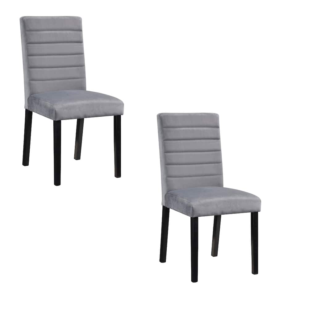 Black/Gray Velvet Upholstered Wood Frame Dining Chair, Set of 2, Sturdy Dining Chair for Dining Rooms - 15.5