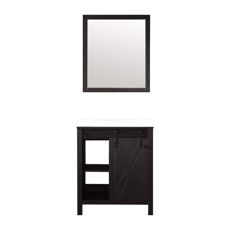 Marsyas Brown Bath Vanity, Cultured Marble Countertop and Mirrors