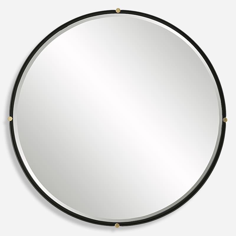 Uttermost 09939 Bonded 48-7/8" Diameter Circular Beveled Accent Mirror - Black