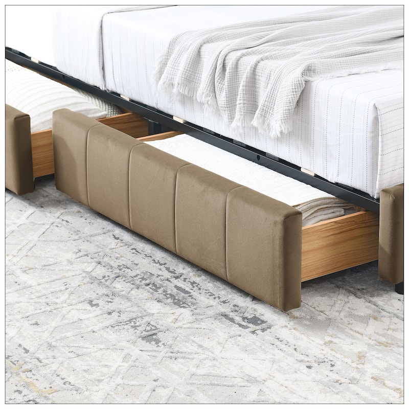 Full Size Storage Upholstered Tufted Bed Frame for Bedroom