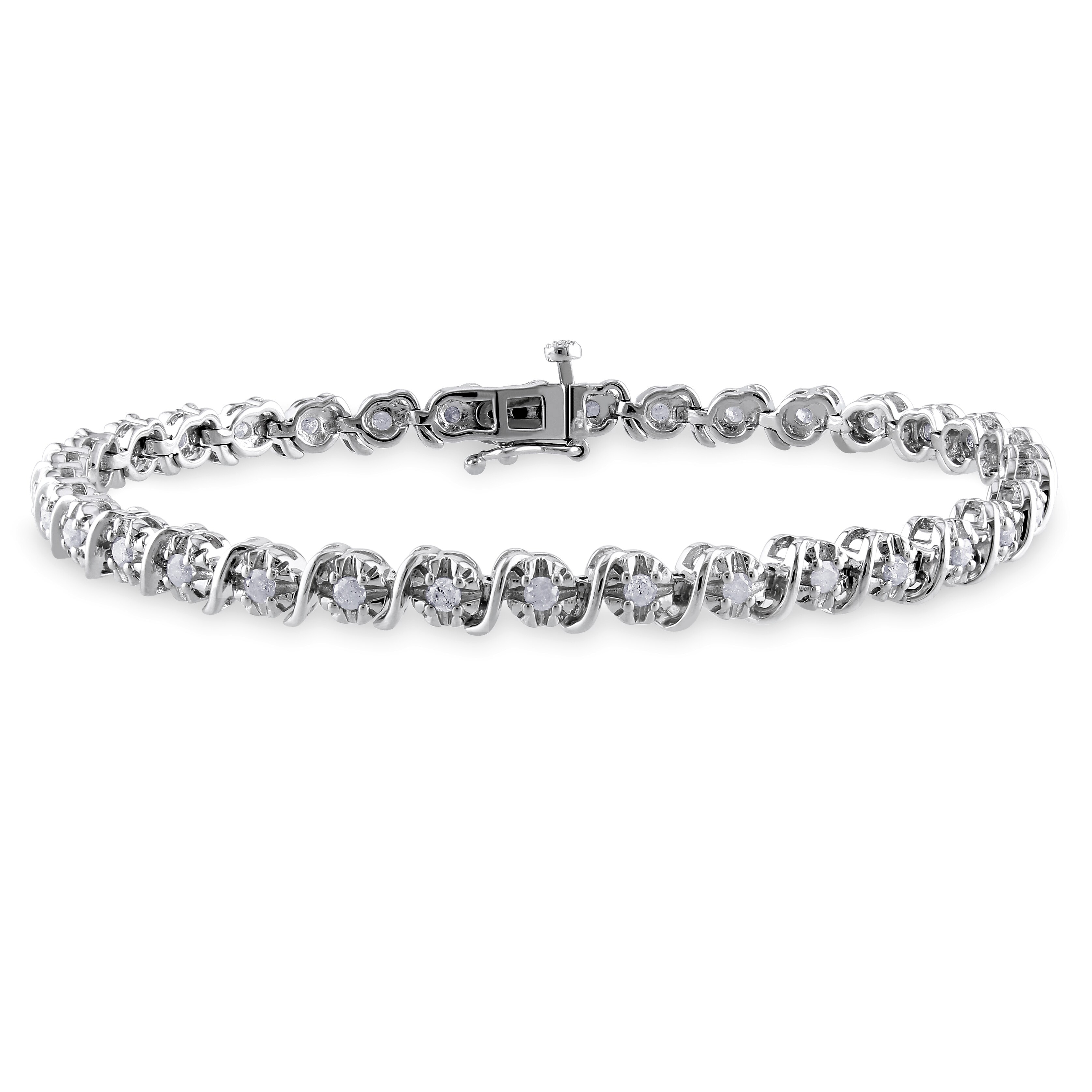 Miadora Sterling Silver 1ct TDW Diamond Tennis Bracelet - Sterling Silver - Sterling Silver