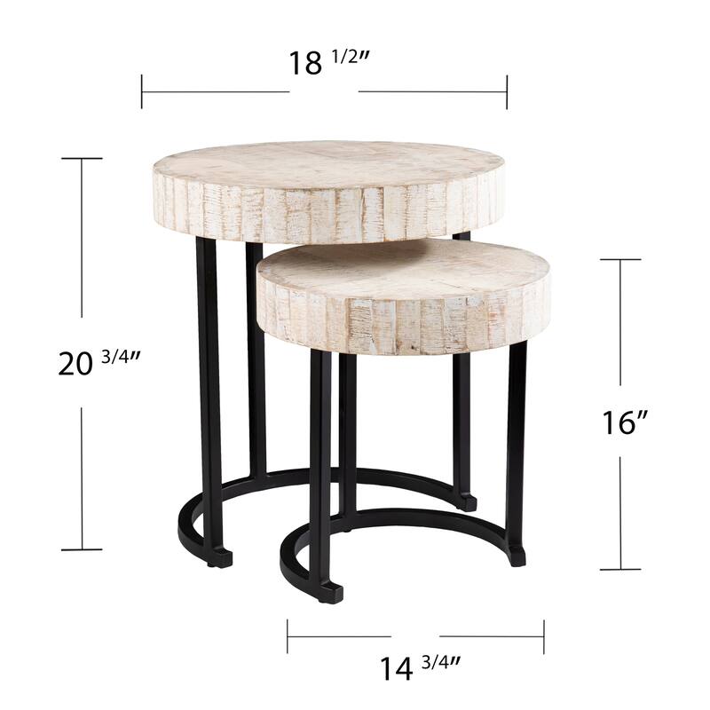 SEI Furniture Karelia Nesting Side Tables, Whitewashed/Black, Set of 2