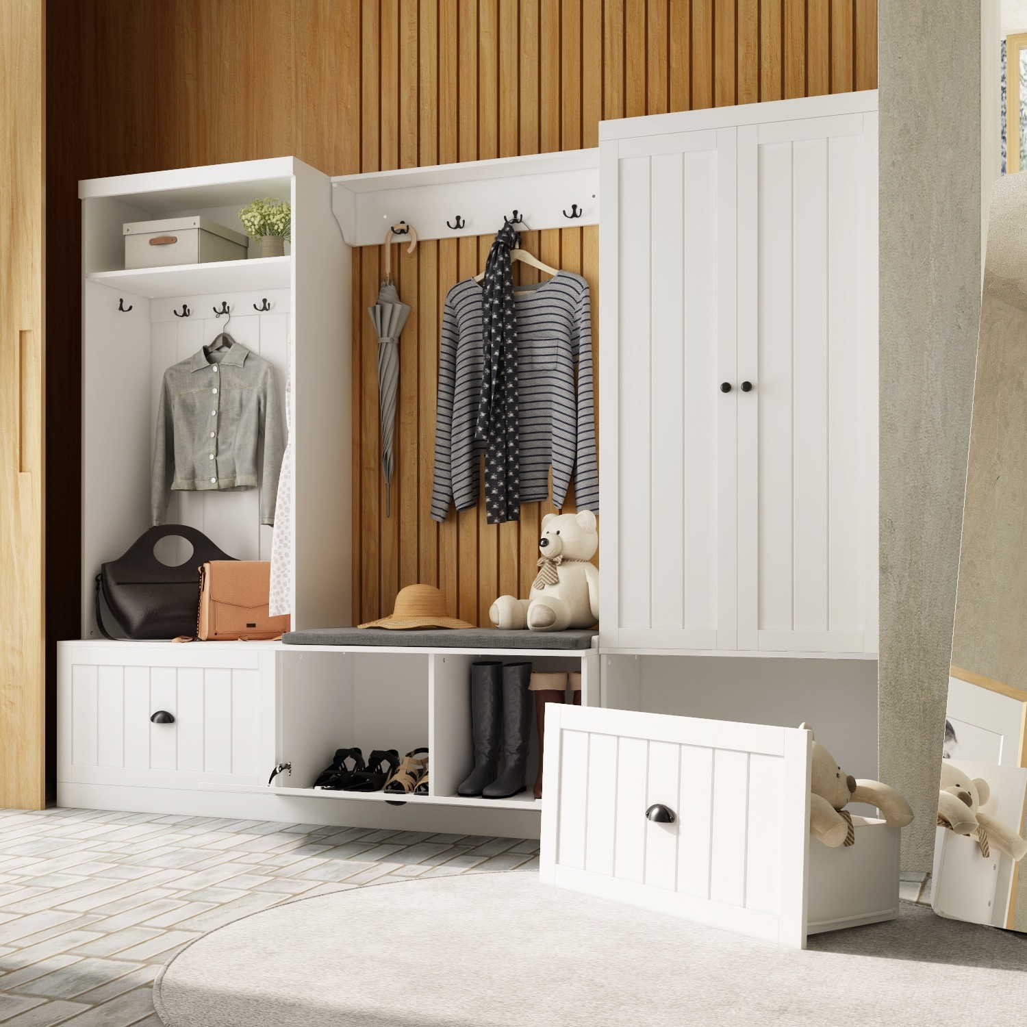 Shelf coat rack combo store