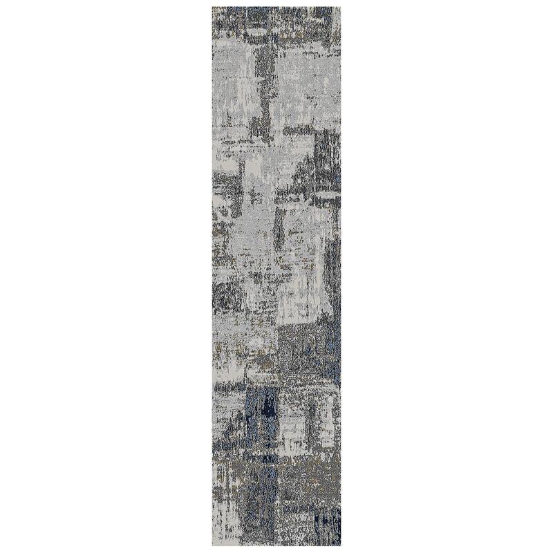 Sylvia Hannah Gray/Blue Polyester Blend Performance Area Rug