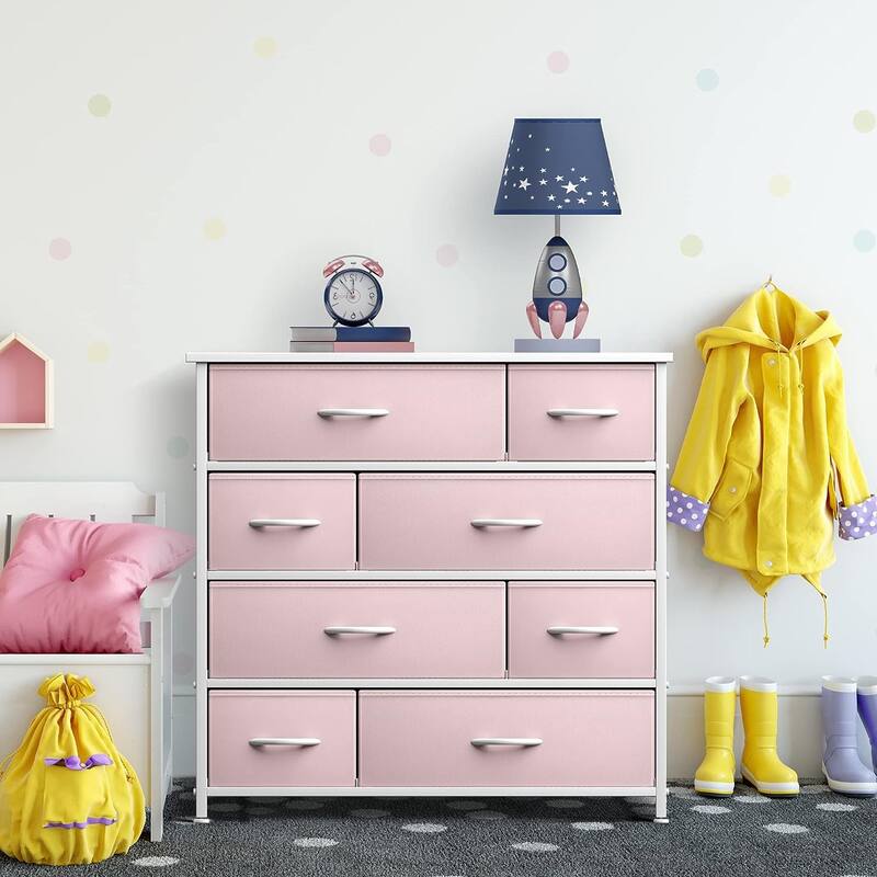 Dresser w/ 8 Drawers Furniture Storage & Night Stand Table for Bedroom