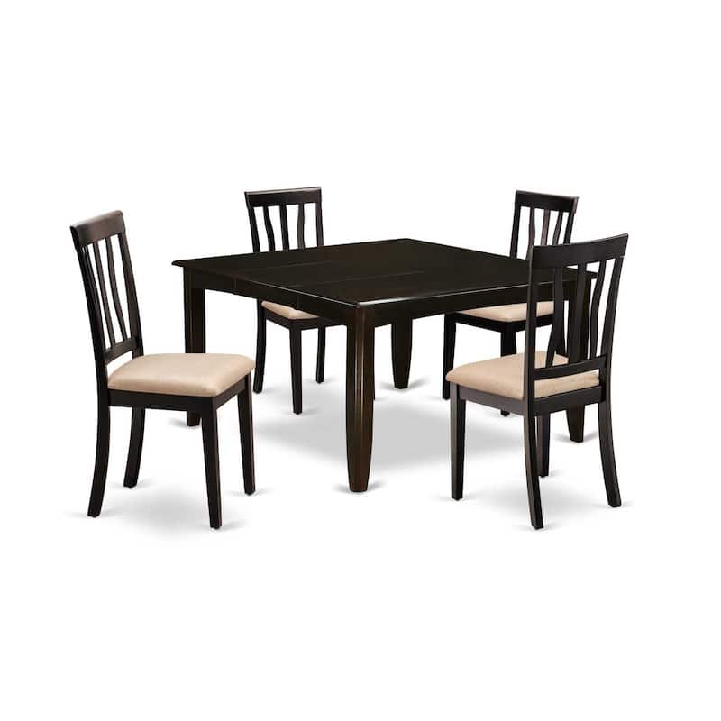 Dining Table Set - 54 Inch Kitchen Table with 8 Chairs - Cappuccino Finish - Modern Design