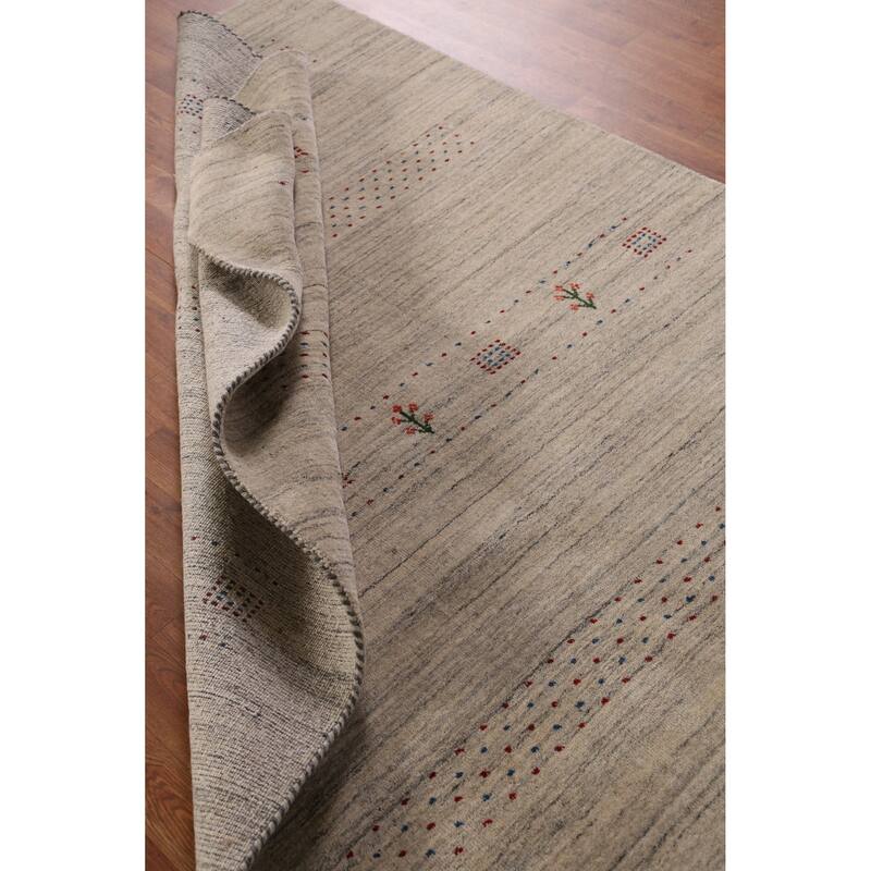 Hand Knotted Oriental 100% Wool Carpet Tribal Tribal Beige & Ivories Gabbeh Area Rug - 7' 9'' X 5' 0''