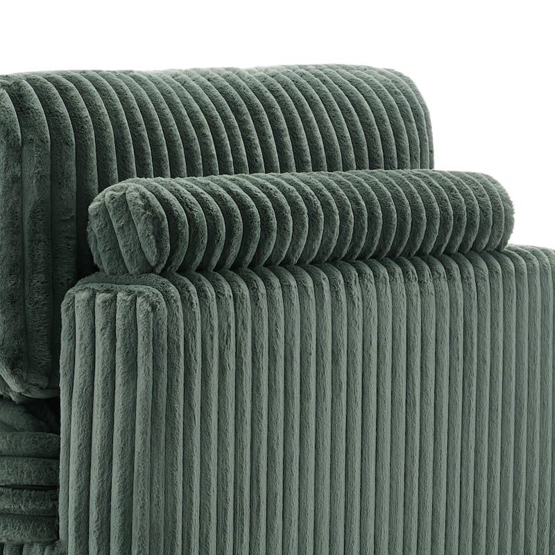 82" W Plush Corduroy Modular Sectional Sofa Chaise Lounge