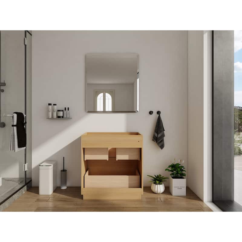 GDFStudio - Geneva Modern Wall-Mounted Bathroom Vanity Set with 2 Soft Close Drawers, Sink NOT INCLUDED