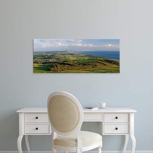 Easy Art Prints Panoramic Image 'Chapel on a hill, St Catherine's Chapel, Abbotsbury, Dorset, England' Canvas Art