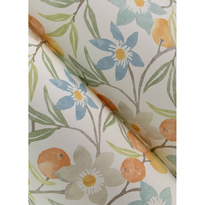 Chesapeake Passiflora Apricot Fruit and Floral Wallpaper
