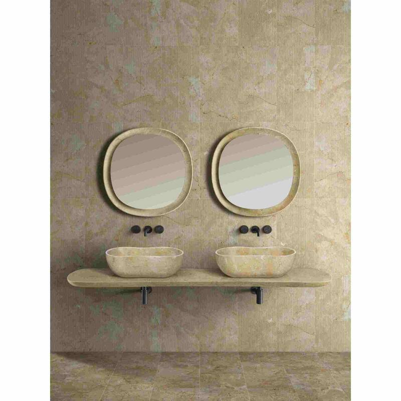 Roomfitters Marble Bathroom Vessel Sink, Natural Stone Countertop Wash Basin, Polished Oval Vanity Sink