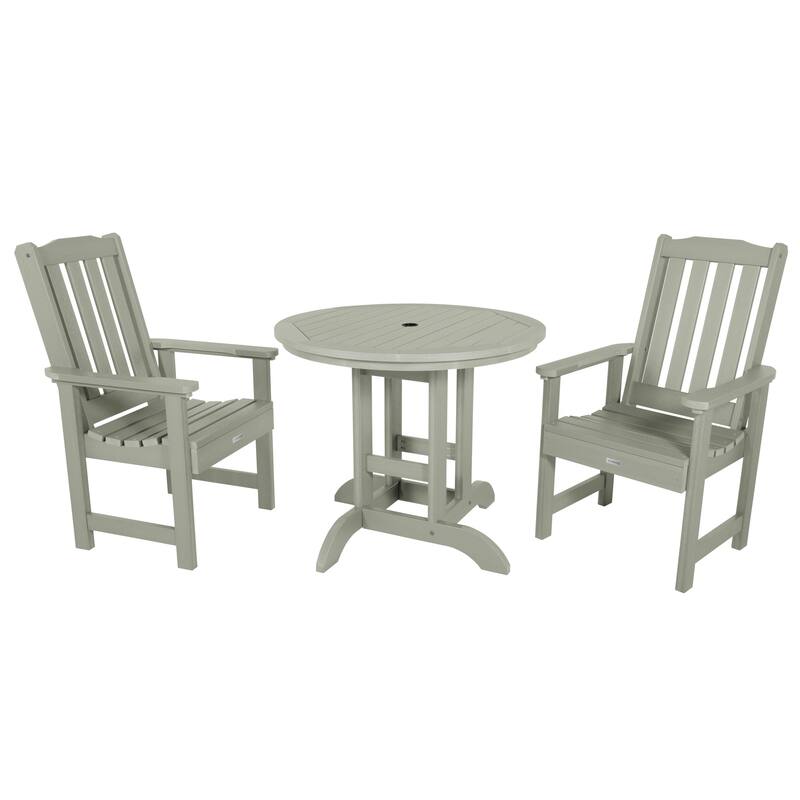 Lehigh 3-Piece Outdoor Dining Set - 36" Round Table, Dining-height - Eucalyptus