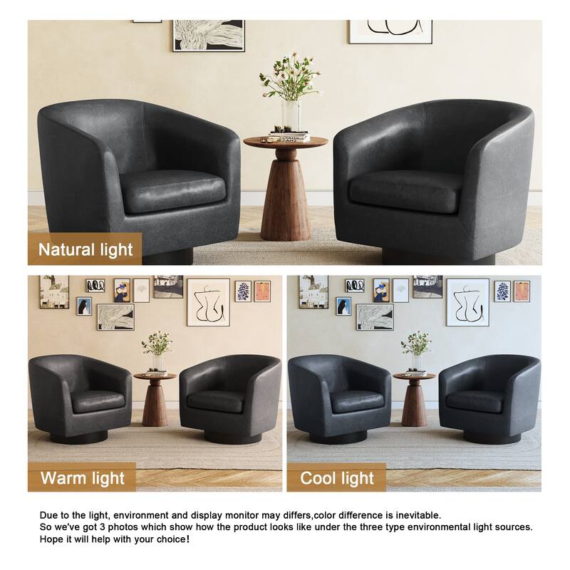 2 Set 360°Swivel Fabric Accent Chairs Barrel Armchairs