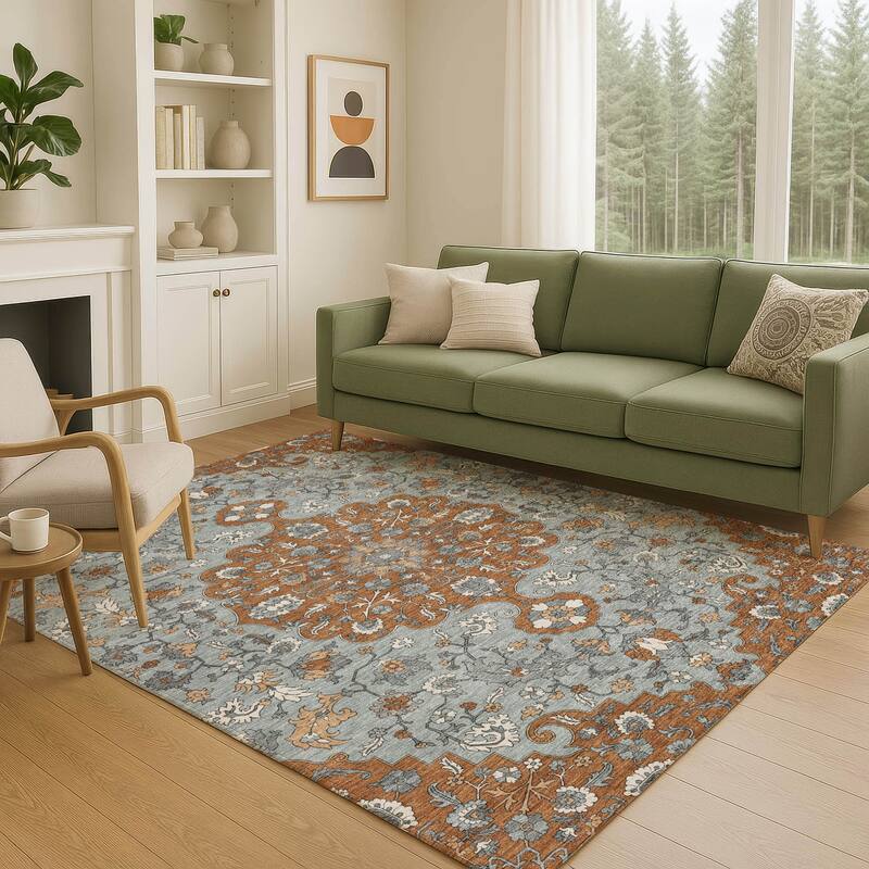 Machine Washable Indoor/ Outdoor Traditional Savannah Chantille Rug