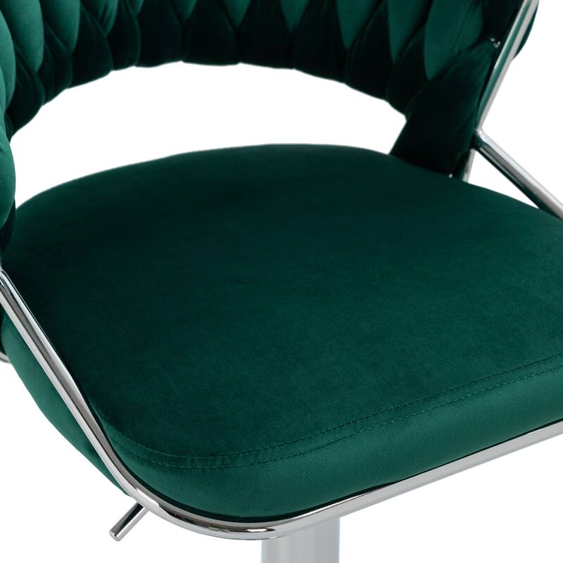 Modern Velvet Counter Bar Stools with Backs(Set of 2)