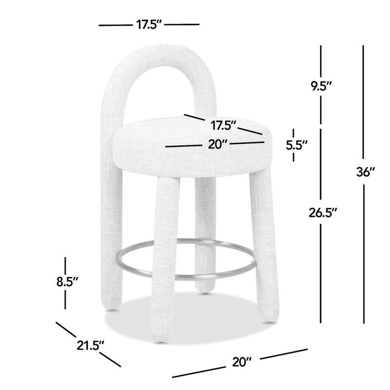 Penny 26.5" Mid-Century Modern Arched Fully Upholstered Counter Stool (Set of 2)